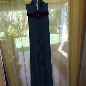 Blue maxi dress leather detail by Sky