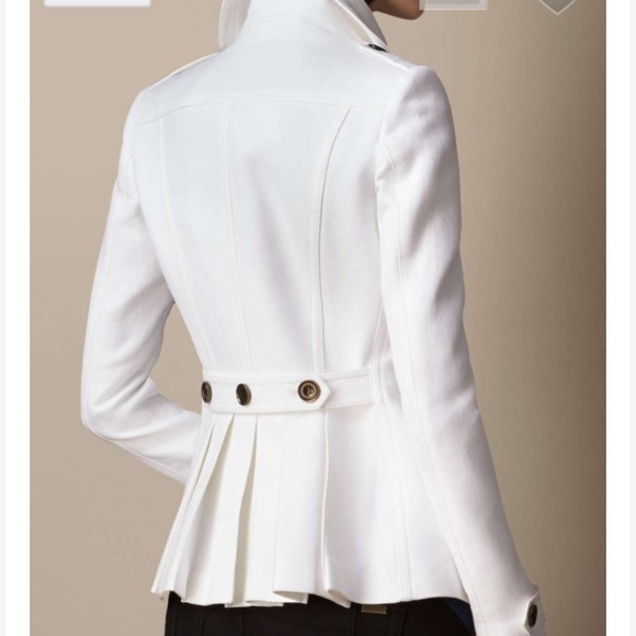 Burberry Regimental Pleat Peacoat! White!US8,UK-10