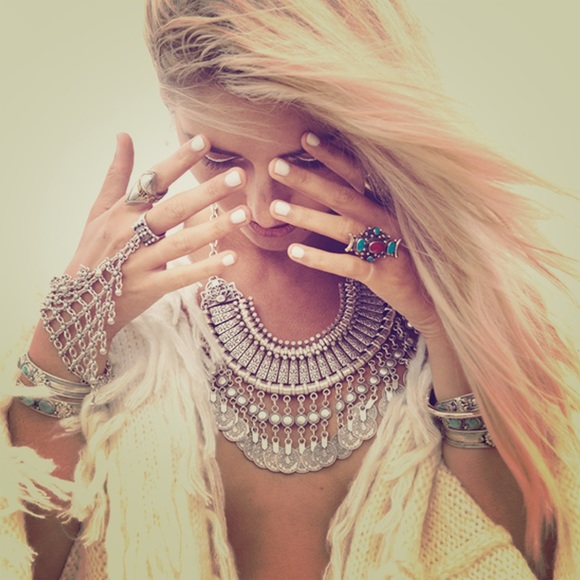 Festival multi tiered coin necklace