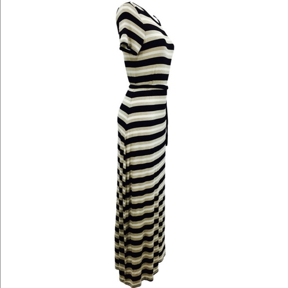 Calvin K long striped maxi dress with side slit - Picture 2 of 4