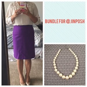 Bundle J.Crew Factory Skirt & Faux Pearl Necklace