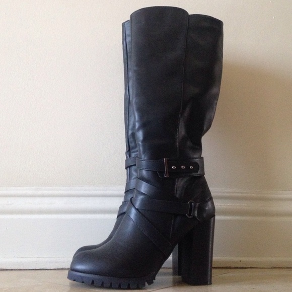 Forever 21 Long Black Leather Boots 💀