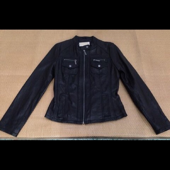 Michael Kors black leather biker  jacket