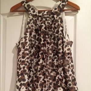 Ann Taylor Leopard Print Silk Sleeveless Blouse 14