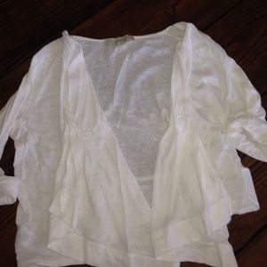 Loft 3/4 sleeve white cardigan