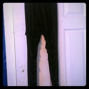 One size black leggings open ripped sheer