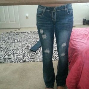 Boot cut ripped jeans