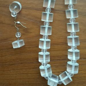 Retro Lucite Chunky Necklace and Earrings Set