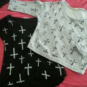 Cross tee and sweater
