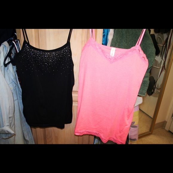 Pink (xxl) Black tank tops (large), good condition