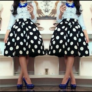 Black and white polka-dot skirt