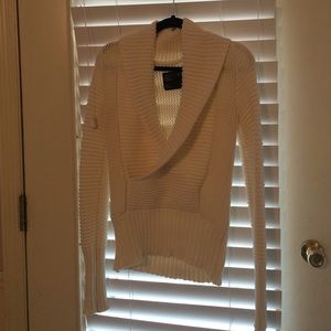 White corded sweater