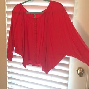 Red crop with "bat wing" sleeves