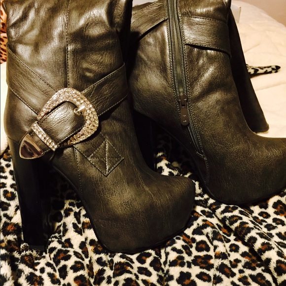 BRAND NEW knee high boots with rhinestone accents