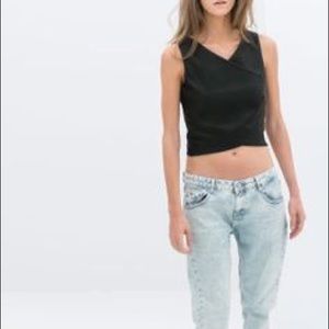 ZARA TRF Faux Leather Crop Top