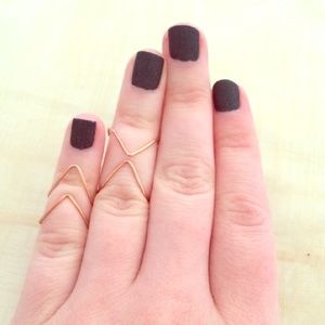 Love Wire Ring & 1 Set Of Chevron Rings Bundle