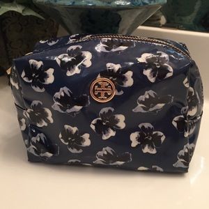 Tory Burch Navy/white flowery makeup bag