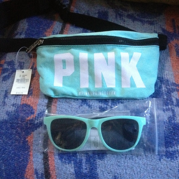 Mint green PINK sunglasses and fanny pack