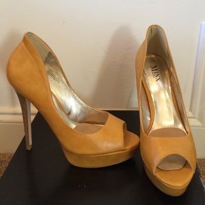 Mustard peep heels