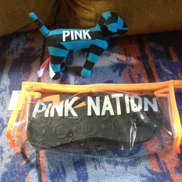 PINK flip flops and mini dog