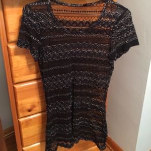 BUCKLE SPARKLE LACE LONG TOP