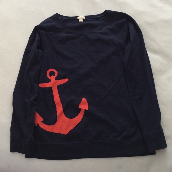 J Crew Factory navy anchor sweatshirt top sz small
