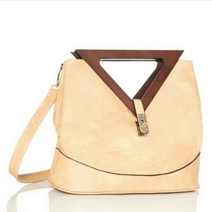 Wooden handle handbag