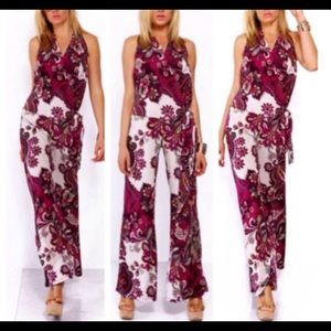 Paisley Floral Print Pantsuit Size Med