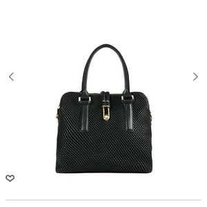 Black quilted handbag