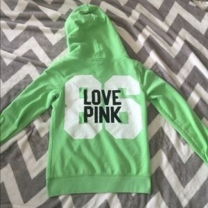 VS PINK Lime Green Zip Up Hoodie
