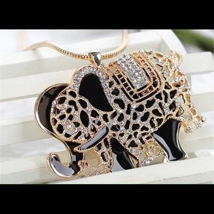 Glittering rhinestone elephant necklace