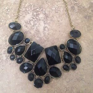 Black statement bib necklace