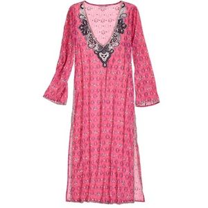 Hot Pink Cotton Gauze Caftan