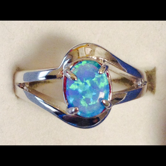 Fire Opal And Sterling Silver Ring, Sz 8