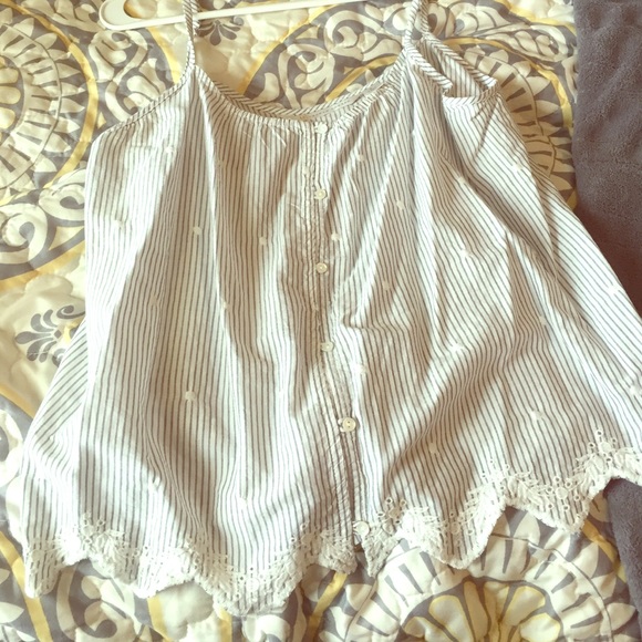 Blue and white striped tank top