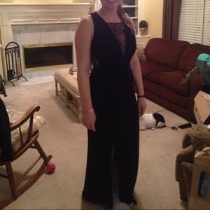 Long black dress with lace