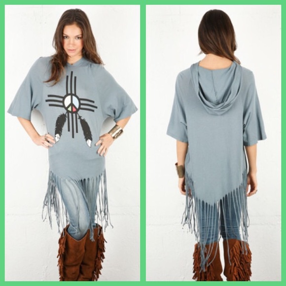 Wildfox Chumash Desert Fringe Hood Tee