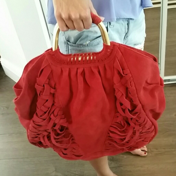 ZARA red suede handbag