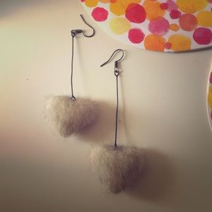 Faux fur earring in heart shape