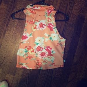 Floral peach high neck crop top from pacsun