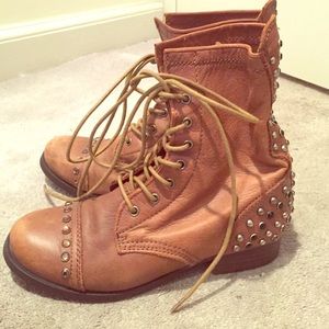 Studded brown combat boots!