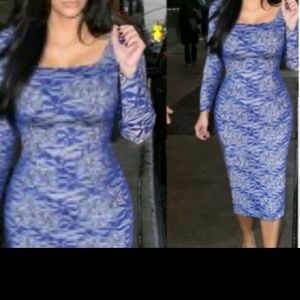 Long sleeve blue lace dress