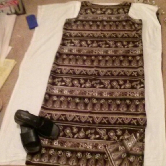 Dresses & Skirts - FINAL REDUCTION Black & Tan Multi Pattern Sheath