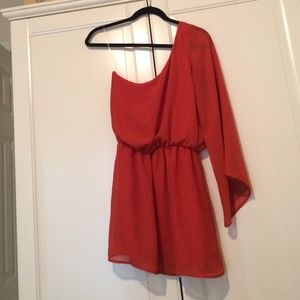 One shoulder orange tunic/dress