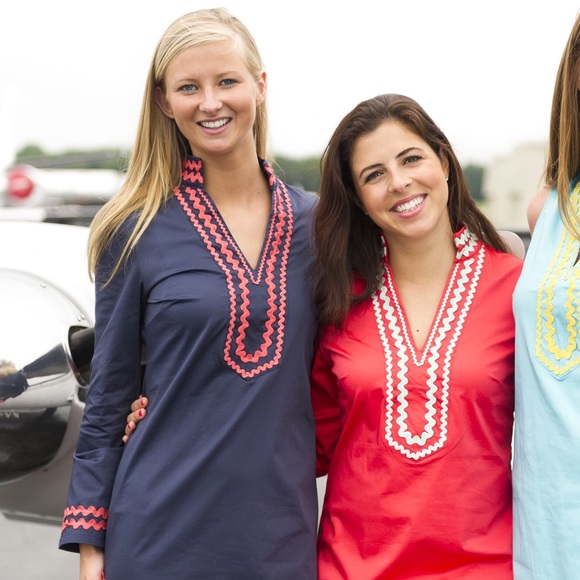 Sail to Sable Navy Blue Coral Ric Rac Tunic Dress