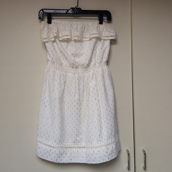 Cute strapless gold and white dress