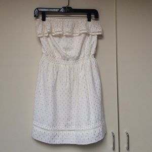 Cute strapless gold and white dress