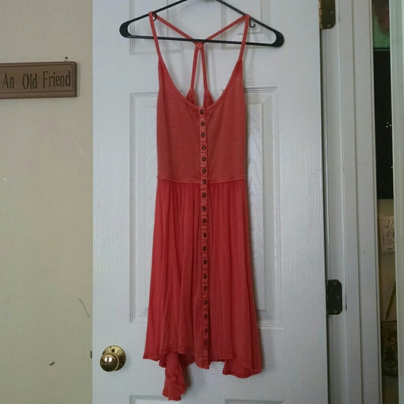 Coral Asymmetrical open back dress