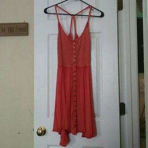 Coral Asymmetrical open back dress