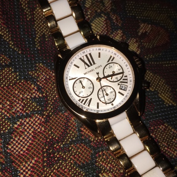 White and Rose gold MK watch